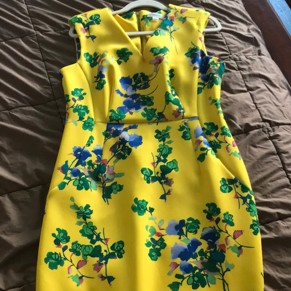 Yellow with flowers size 14 Calvin Klein dress.